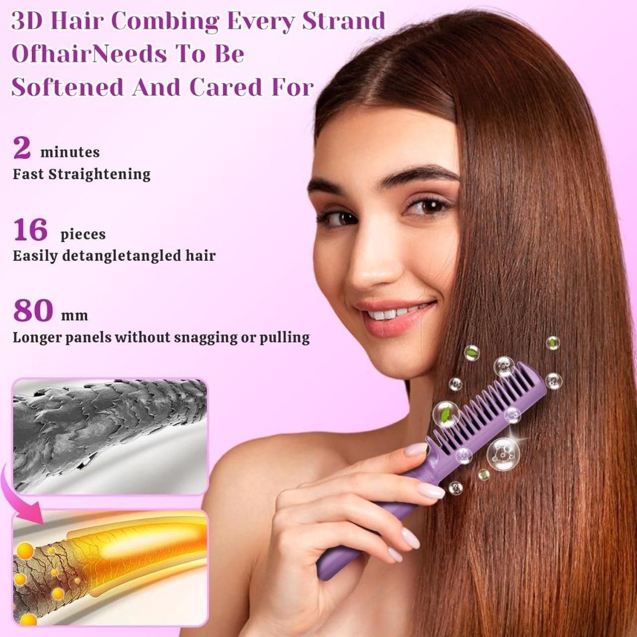 Meneflix Portable Mini Hair Straightener - Cordless Rechargeable Mini Adjustable Hair Straightener Hot Comb