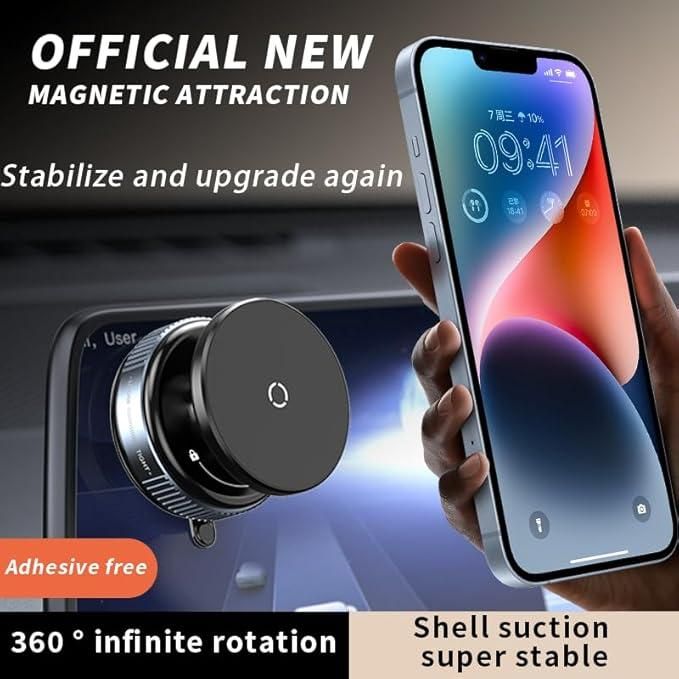 Magnetic Suction Phone Holder – 360° Rotating & Adhesive-Free